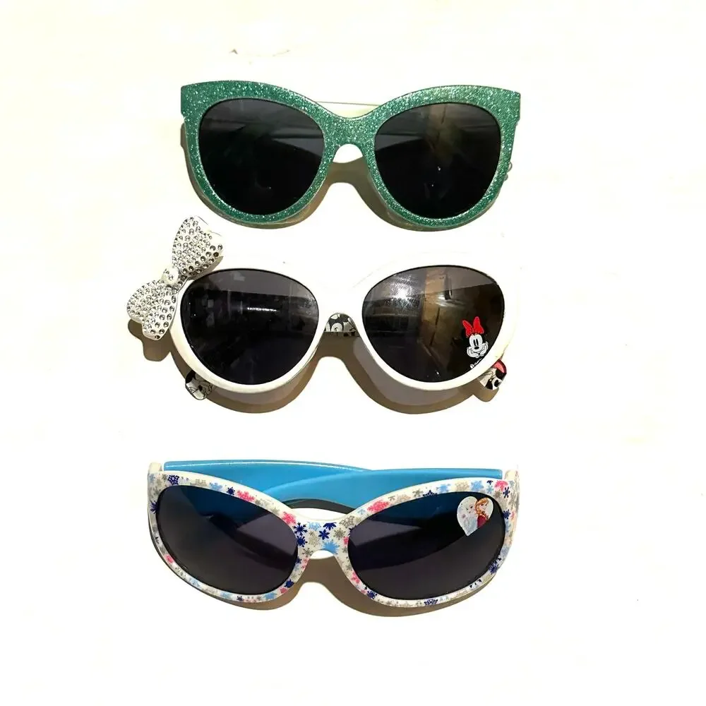 Girls Sunglasses Lot of 3 Disney Frozen Elsa Minnie Mouse Green Floral Shades